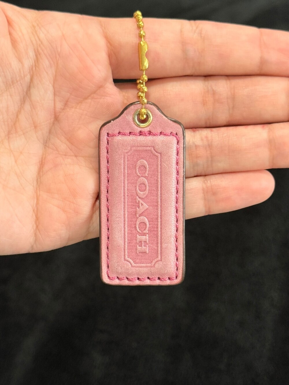 2.25" Y2K Coach Leather Key Fob Keychain Hang Tag Hangtag